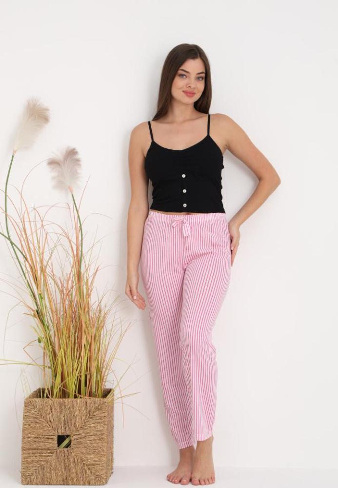 Pantaloni de Pijama Dama ,Culoare Roz cu Alb,Engros